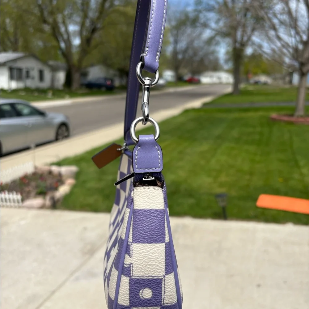 Coach Purple and White Checkered Women's Bag - Picture 2 of 6